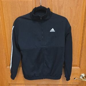 Adidas Boy's 10/12 Black Windbreaker with White Accents